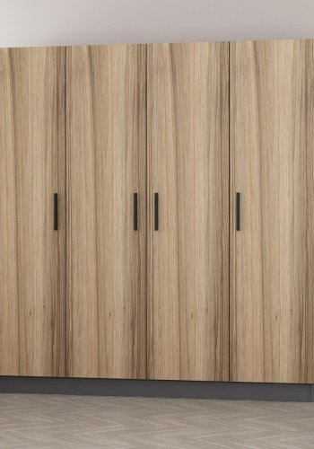 FUNZI LIVING 5001 garderobeskab, 4 lger, 1 bjlestang, 2 skuffer - natur melamin