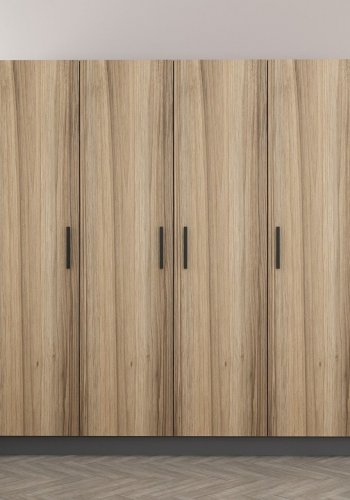 FUNZI LIVING 5105 garderobeskab, 4 lger, 1 bjlestang, 2 skuffer - natur melamin