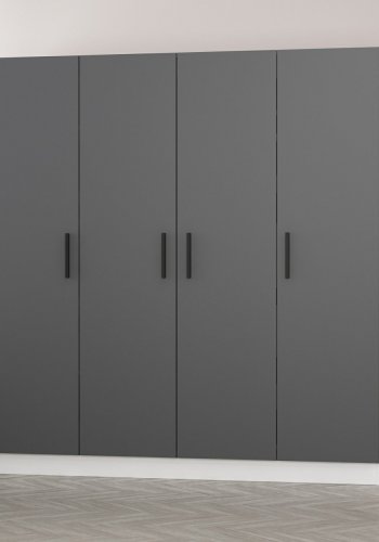 FUNZI LIVING 4947 garderobeskab, 4 lger, 1 bjlestang, 2 skuffer - antracitgr melamin