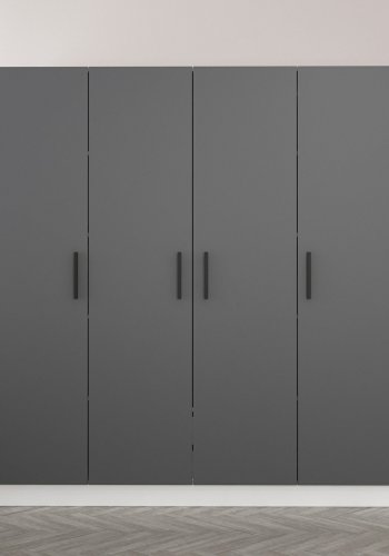 FUNZI LIVING 5051 garderobeskab, 4 lger, 1 bjlestang, 2 skuffer - antracitgr melamin