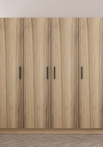 FUNZI LIVING 7628 garderobeskab, 4 lger, 1 bjlestang, 2 skuffer - natur melamin