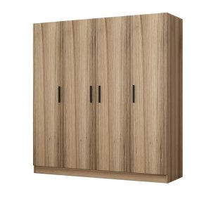 FUNZI LIVING 7628 garderobeskab, 4 lger, 1 bjlestang, 2 skuffer - natur melamin