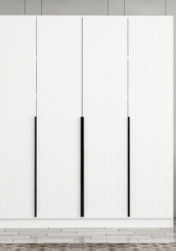 FUNZI LIVING Plus 7784 garderobeskab, 4 lger, 1 bjlestang, 2 skuffer - hvid melamin