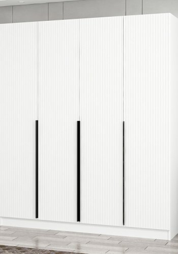 FUNZI LIVING Plus 7784 garderobeskab, 4 lger, 1 bjlestang, 2 skuffer - hvid melamin