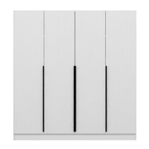 FUNZI LIVING Plus 7784 garderobeskab, 4 lger, 1 bjlestang, 2 skuffer - hvid melamin