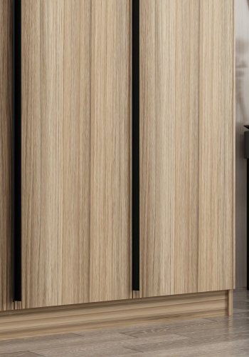 FUNZI LIVING Plus 7794 garderobeskab, 4 lger, 1 bjlestang, 2 skuffer - egetrsfarvet melamin