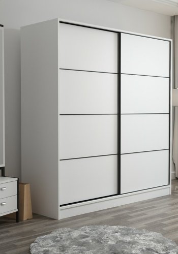 FUNZI LIVING 3156 garderobeskab, 2 skydelger, 2 bjlestnger, 2 skuffer - hvid melamin