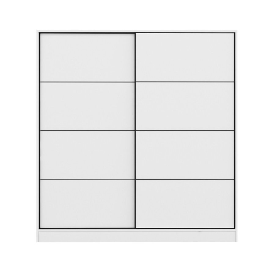 FUNZI LIVING 3156 garderobeskab, 2 skydelger, 2 bjlestnger, 2 skuffer - hvid melamin