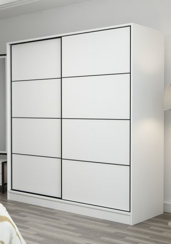 FUNZI LIVING 3960 garderobeskab, 2 skydelger, 2 bjlestnger, 2 skuffer - hvid melamin