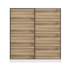 FUNZI LIVING 3962 garderobeskab, 2 skydelger, 2 bjlestnger, 2 skuffer - natur/hvid melamin