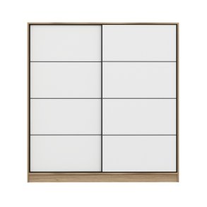 FUNZI LIVING 3972 garderobeskab, 2 skydelger, 2 bjlestnger, 2 skuffer - natur/hvid melamin