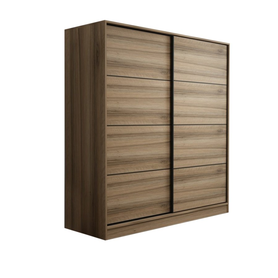 FUNZI LIVING 7162 garderobeskab, 2 skydelger, 2 bjlestnger, 2 skuffer - natur melamin