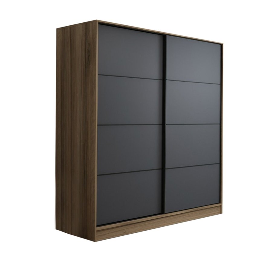 FUNZI LIVING 7163 garderobeskab, 2 skydelger, 2 bjlestnger, 2 skuffer - natur melamin