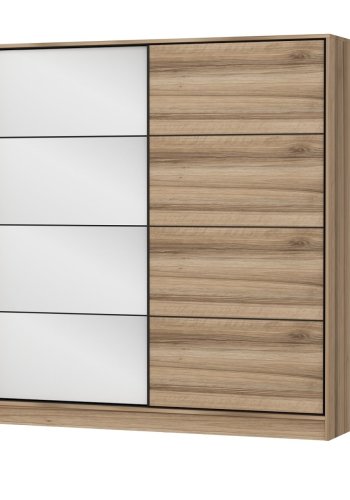 FUNZI LIVING 7171 garderobeskab, 2 skydelger, 2 bjlestnger, 2 skuffer - natur melamin