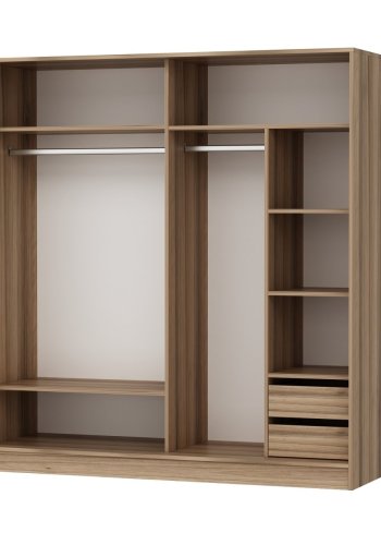 FUNZI LIVING 7171 garderobeskab, 2 skydelger, 2 bjlestnger, 2 skuffer - natur melamin