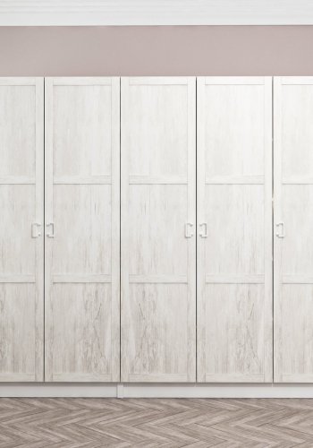 FUNZI LIVING Kalesland 3832 garderobeskab, 5 lger, 3 bjlestnger, 2 skuffer - hvid melamin