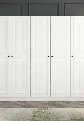 FUNZI LIVING 4009 garderobeskab, 5 lger, 3 bjlestnger, 2 skuffer - hvid melamin