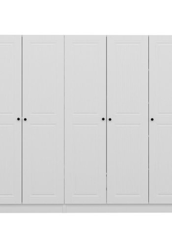 FUNZI LIVING 4773 garderobeskab, 5 lger, 3 bjlestnger, 2 skuffer - hvid melamin