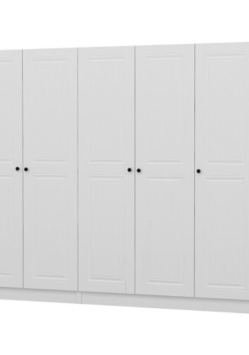 FUNZI LIVING 4773 garderobeskab, 5 lger, 3 bjlestnger, 2 skuffer - hvid melamin