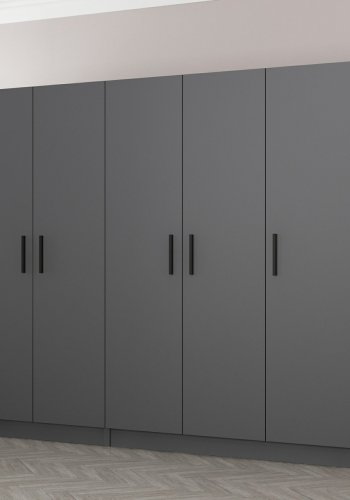 FUNZI LIVING 4975 garderobeskab, 5 lger, 3 bjlestnger, 2 skuffer - antracitgr melamin