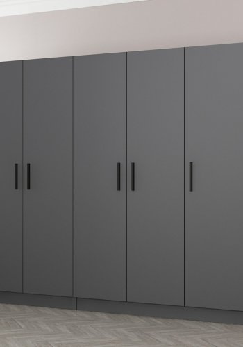 FUNZI LIVING 5079 garderobeskab, 5 lger, 3 bjlestnger, 2 skuffer - antracitgr melamin