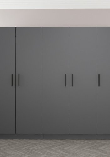 FUNZI LIVING 5079 garderobeskab, 5 lger, 3 bjlestnger, 2 skuffer - antracitgr melamin