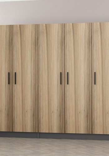 FUNZI LIVING 5002 garderobeskab, 5 lger, 3 bjlestnger, 2 skuffer - antracit/natur melamin