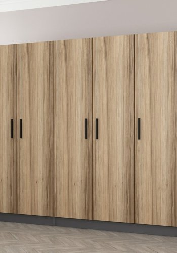 FUNZI LIVING 5106 garderobeskab, 5 lger, 3 bjlestnger, 2 skuffer - antracit/natur melamin