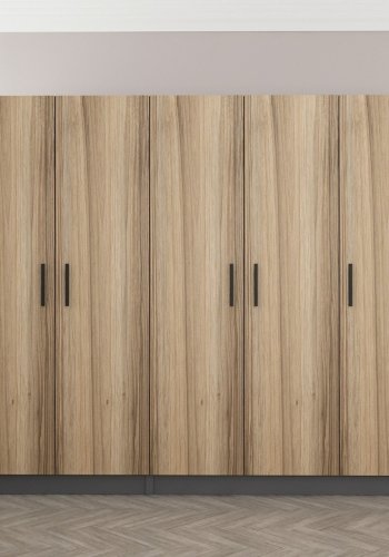 FUNZI LIVING 5106 garderobeskab, 5 lger, 3 bjlestnger, 2 skuffer - antracit/natur melamin