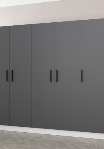 FUNZI LIVING 4948 garderobeskab, 5 lger, 3 bjlestnger, 2 skuffer - antracit/hvid melamin