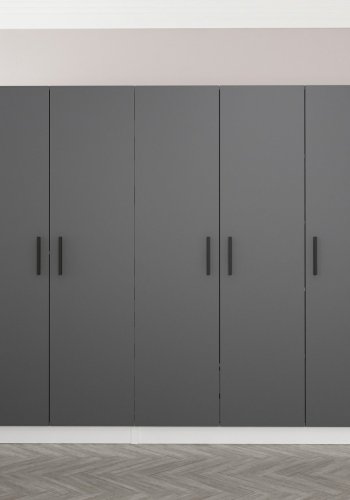 FUNZI LIVING 4948 garderobeskab, 5 lger, 3 bjlestnger, 2 skuffer - antracit/hvid melamin