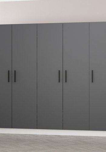 FUNZI LIVING 4948 garderobeskab, 5 lger, 3 bjlestnger, 2 skuffer - antracit/hvid melamin