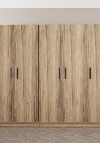 FUNZI LIVING 7499 garderobeskab, 5 lger, 3 bjlestnger, 2 skuffer - natur melamin