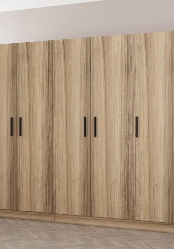 FUNZI LIVING 7629 garderobeskab, 5 lger, 3 bjlestnger, 2 skuffer - natur melamin