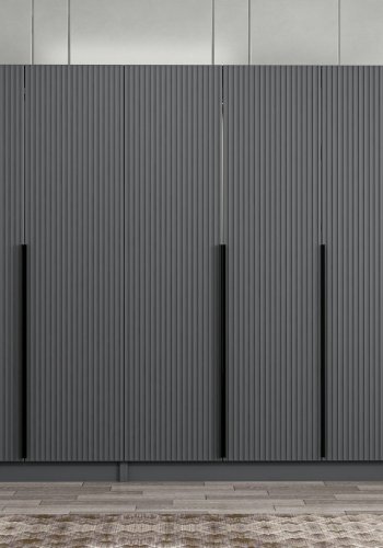 FUNZI LIVING Plus 7775 garderobeskab, 5 lger, 3 bjlestnger, 2 skuffer - antracitgr melamin