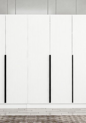 FUNZI LIVING Plus 7785 garderobeskab, 5 lger, 3 bjlestnger, 2 skuffer - hvid melamin