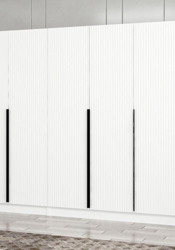 FUNZI LIVING Plus 7785 garderobeskab, 5 lger, 3 bjlestnger, 2 skuffer - hvid melamin