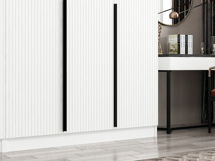 FUNZI LIVING Plus 7785 garderobeskab, 5 lger, 3 bjlestnger, 2 skuffer - hvid melamin