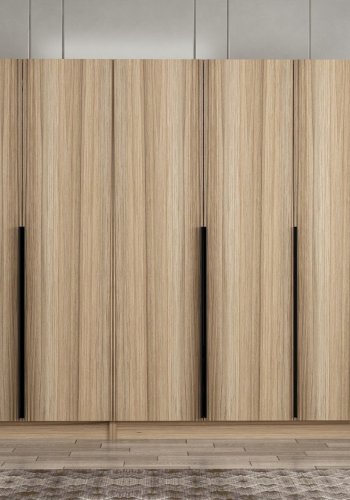 FUNZI LIVING Plus 7795 garderobeskab, 5 lger, 3 bjlestnger, 2 skuffer - egefarvet melamin