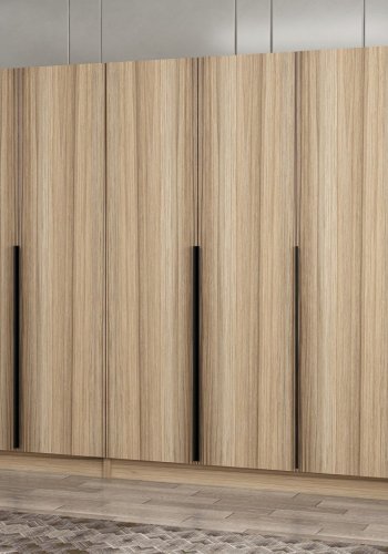 FUNZI LIVING Plus 7795 garderobeskab, 5 lger, 3 bjlestnger, 2 skuffer - egefarvet melamin