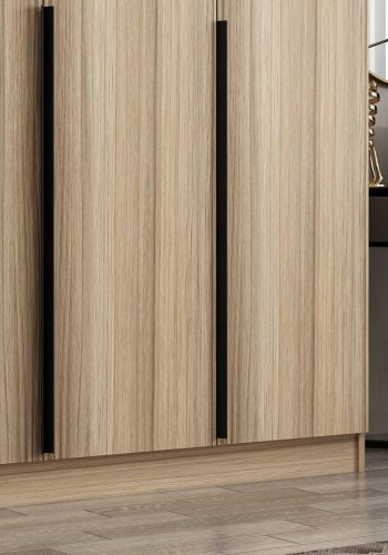 FUNZI LIVING Plus 7795 garderobeskab, 5 lger, 3 bjlestnger, 2 skuffer - egefarvet melamin