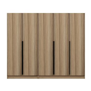 FUNZI LIVING Plus 7795 garderobeskab, 5 lger, 3 bjlestnger, 2 skuffer - egefarvet melamin