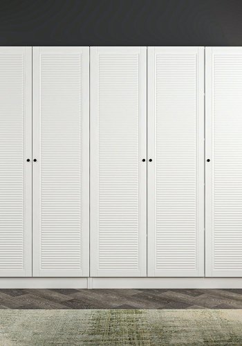 FUNZI LIVING 8392 garderobeskab, 5 lger, 3 bjlestnger, 2 skuffer - hvid melamin