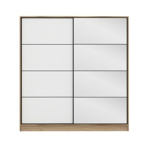 FUNZI LIVING 3973 garderobeskab, spejl, 2 skydelger, 2 bjlestnger, 2 skuffer - natur melamin