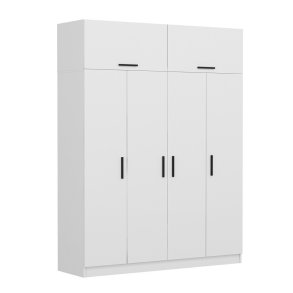 FUNZI LIVING 3084 garderobeskab, 6 lger, 1 bjlestang, 2 skuffer - hvid melamin