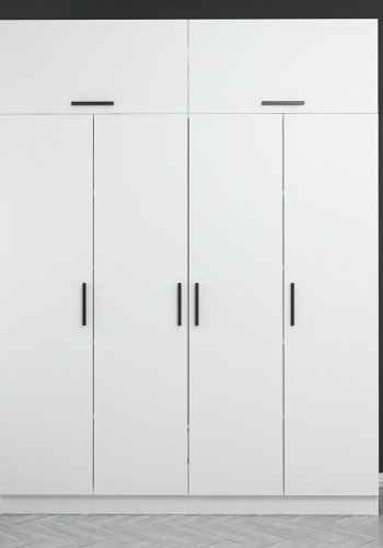 FUNZI LIVING 3929 garderobeskab, 6 lger, 1 bjlestang, 2 skuffer - hvid melamin