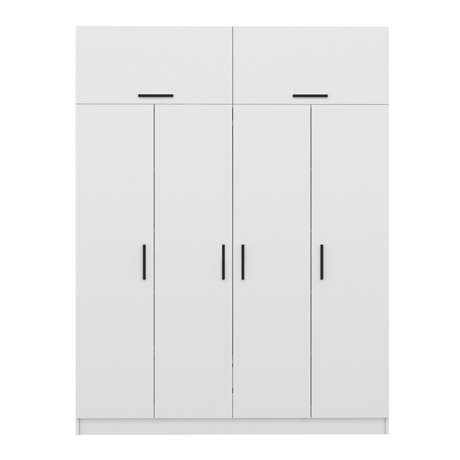 FUNZI LIVING 3929 garderobeskab, 6 lger, 1 bjlestang, 2 skuffer - hvid melamin