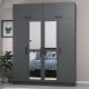 FUNZI LIVING 5274 garderobeskab, spejl, 6 lger, 1 bjlestang, 2 skuffer - antracitgr melamin
