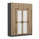 FUNZI LIVING 5210 garderobeskab, spejl, 6 lger, 1 bjlestang, 2 skuffer - natur/antracit melamin