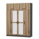FUNZI LIVING 5301 garderobeskab, spejl, 6 lger, 1 bjlestang, 2 skuffer - natur/antracit melamin